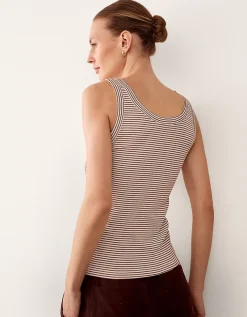 Ribbed Striped Henley Vest