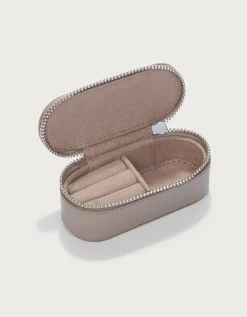 Saffiano Leather Mini Travel Jewellery Case