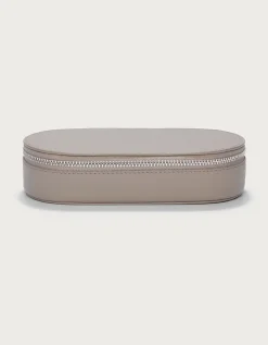 Saffiano Leather Oval Travel Jewellery Case