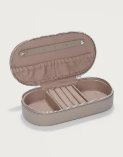 Saffiano Leather Oval Travel Jewellery Case