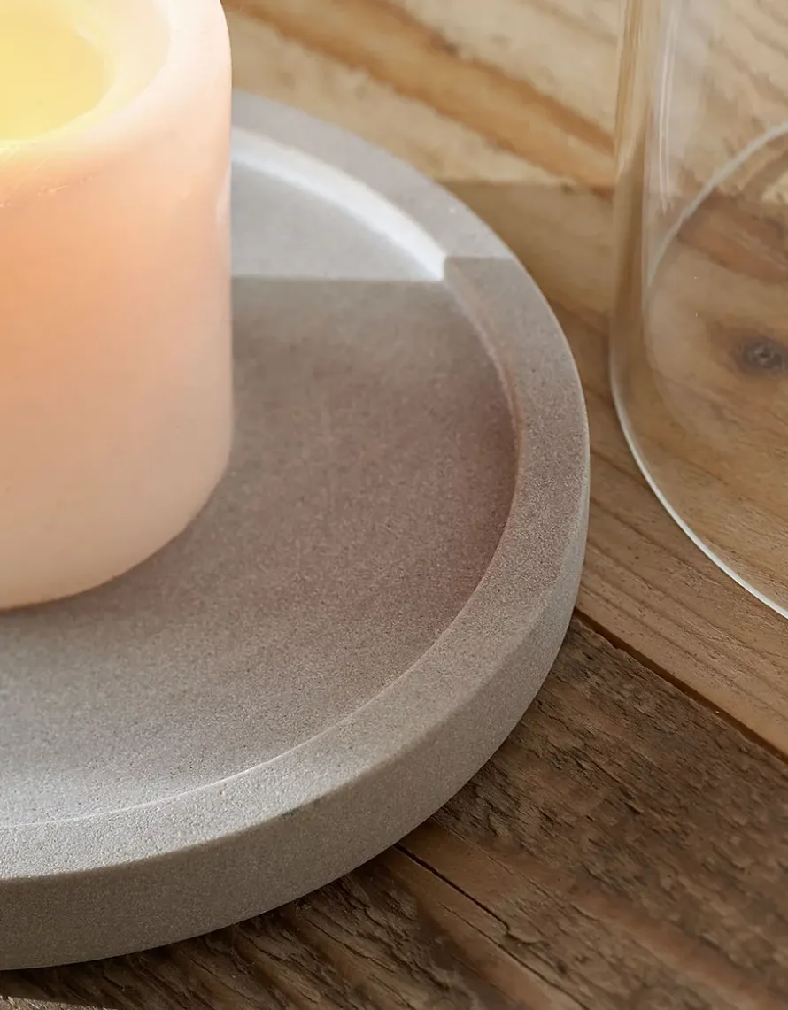 Sandstone Glass Hurricane Candle Holder – Large