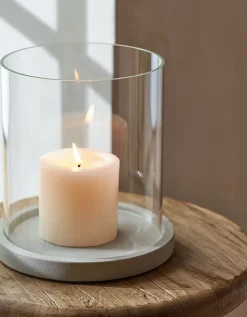 Sandstone Glass Hurricane Candle Holder – Large