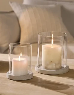 Sandstone Glass Hurricane Candle Holder – Medium