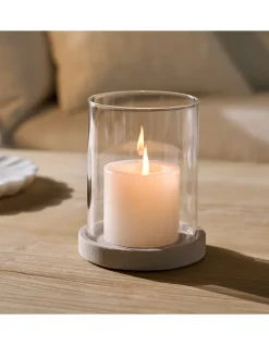 Sandstone Glass Hurricane Candle Holder – Medium