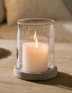 Sandstone Glass Hurricane Candle Holder – Medium