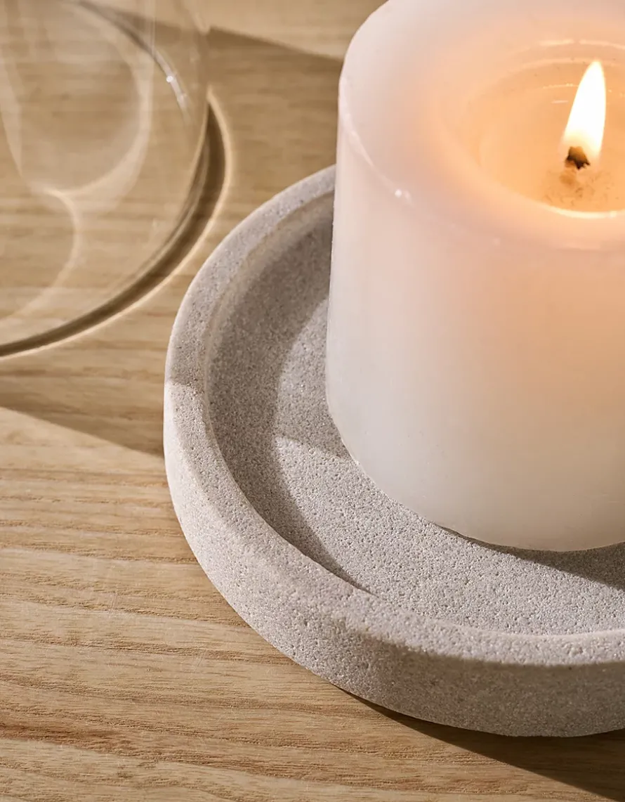 Sandstone Glass Hurricane Candle Holder – Medium