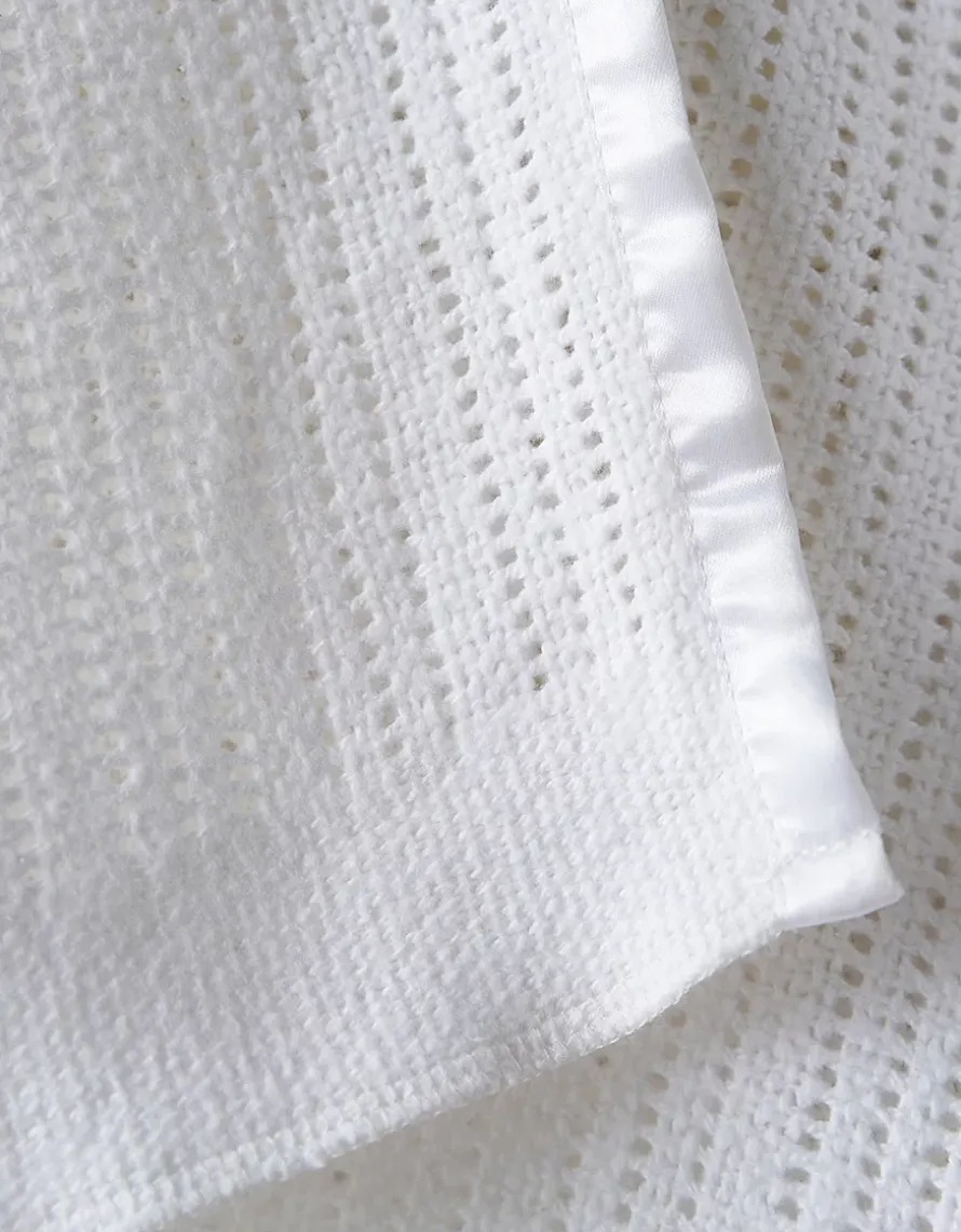 Satin Edged Cellular Baby Blanket