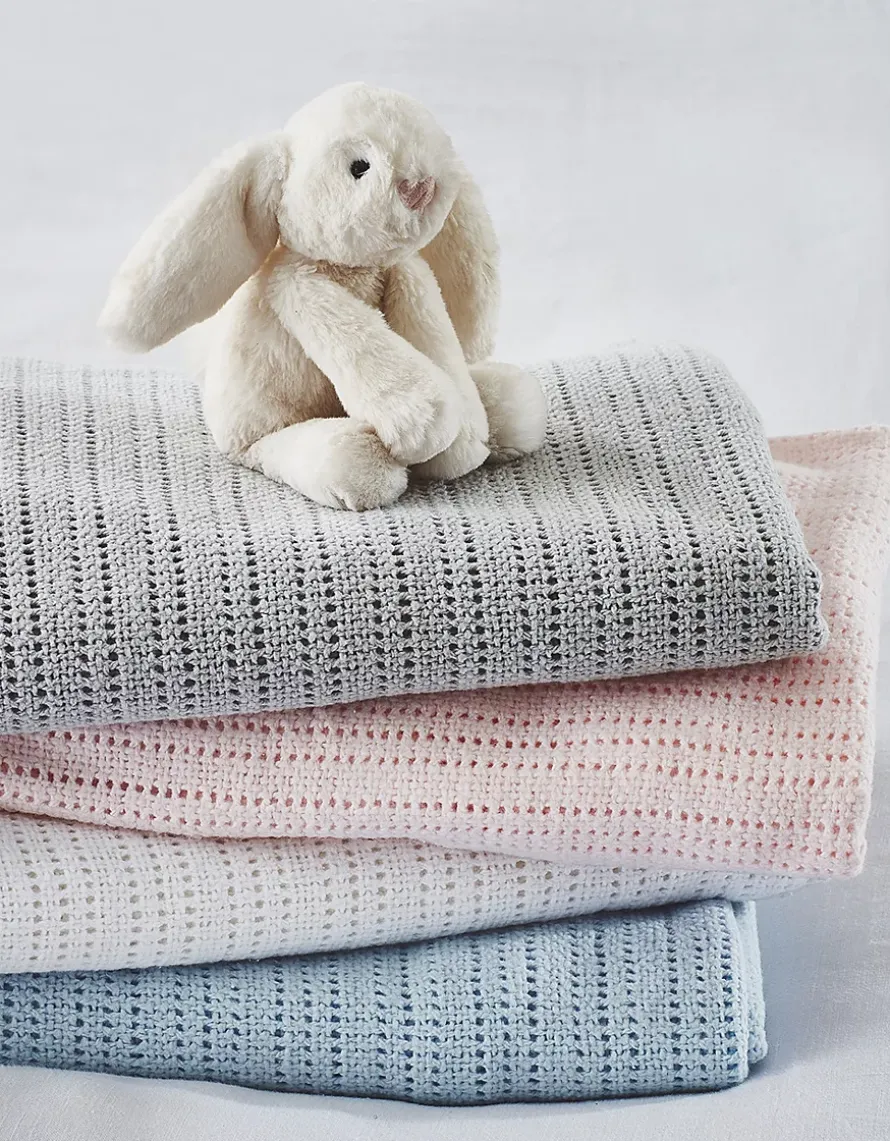 Satin Edged Cellular Baby Blanket