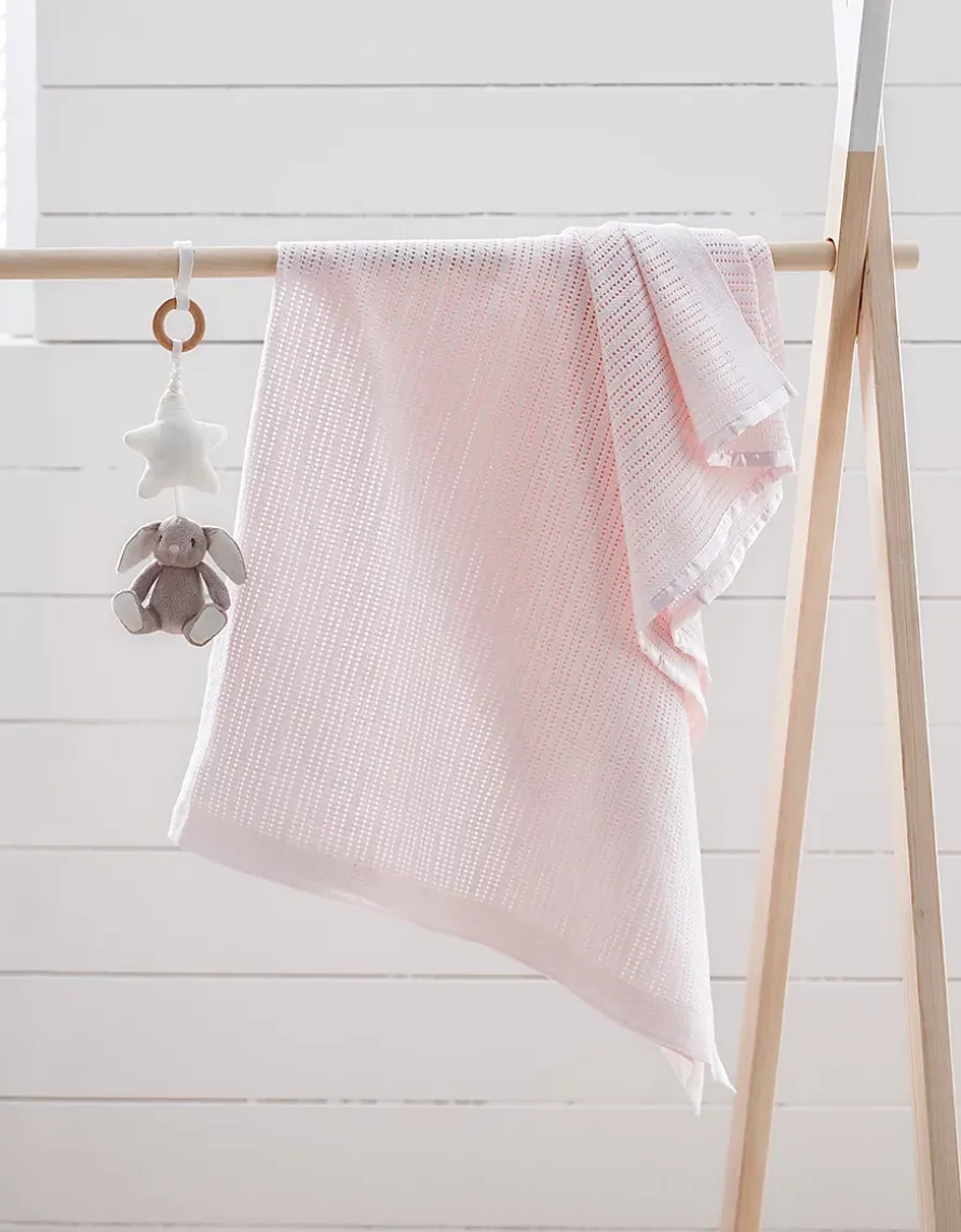 Satin Edged Cellular Baby Blanket