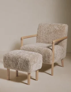 Sheepskin Chair and Footstool Set