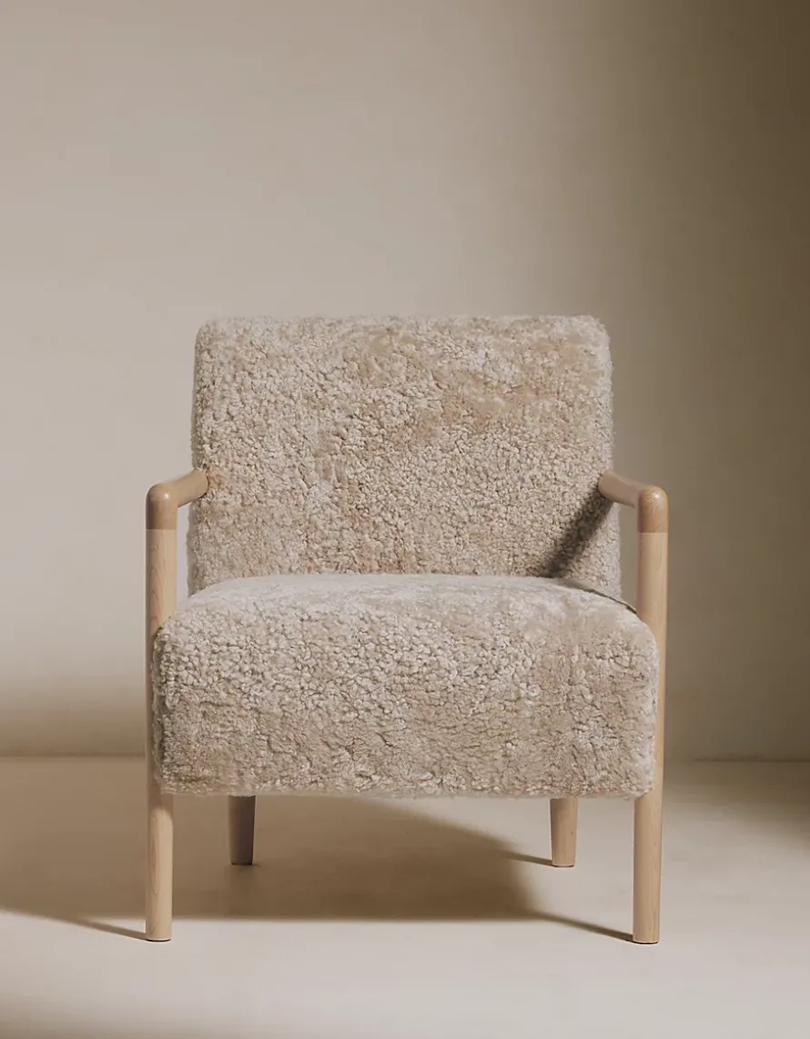 Sheepskin Chair and Footstool Set