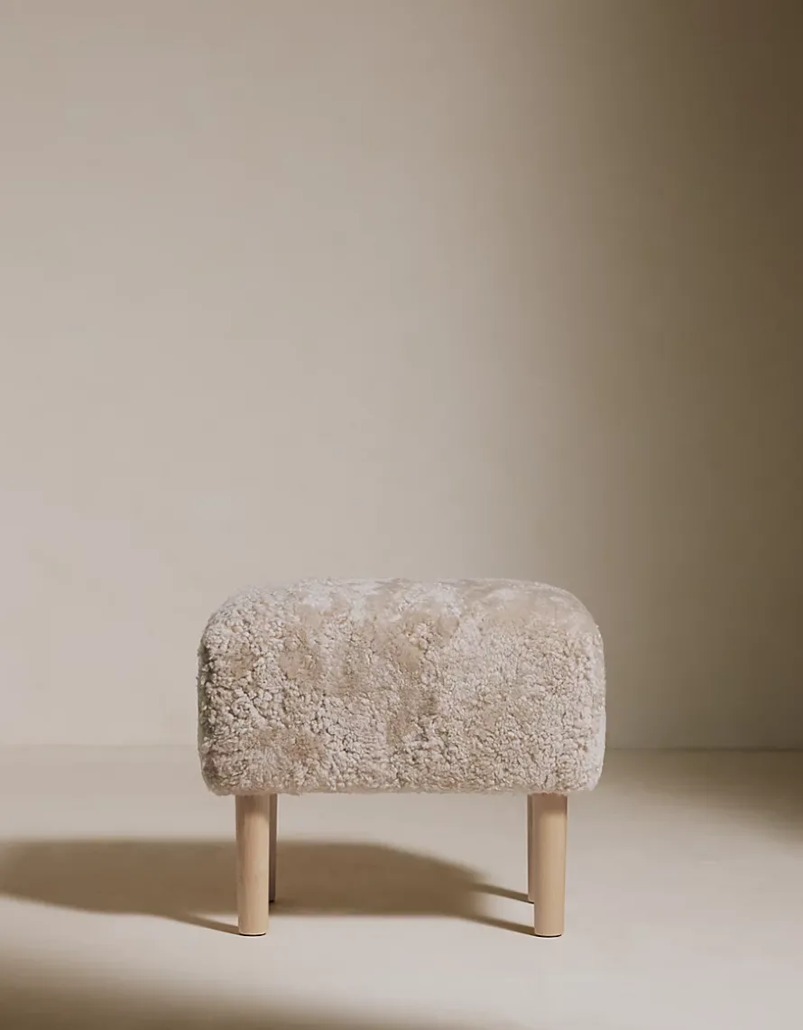 Sheepskin Chair and Footstool Set