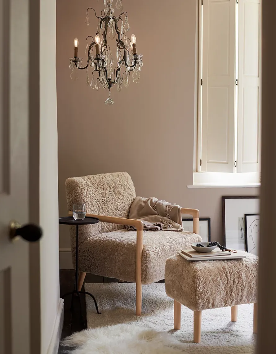 Sheepskin Chair and Footstool Set