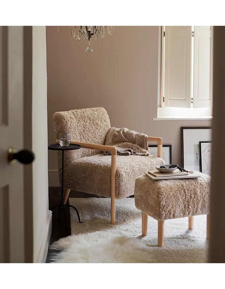 Sheepskin Chair and Footstool Set