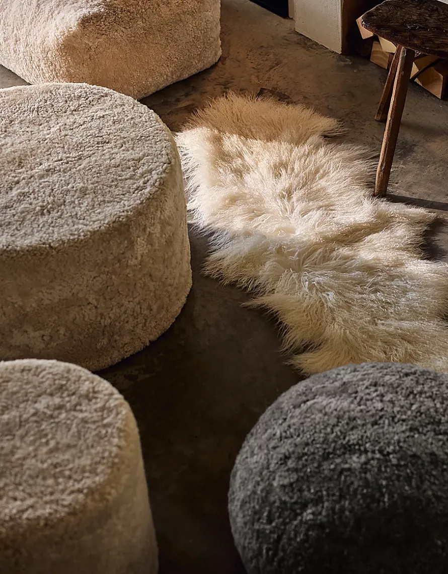Sheepskin Tall Pouffe