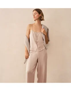 Silk Embroidered Cami Pyjama Set