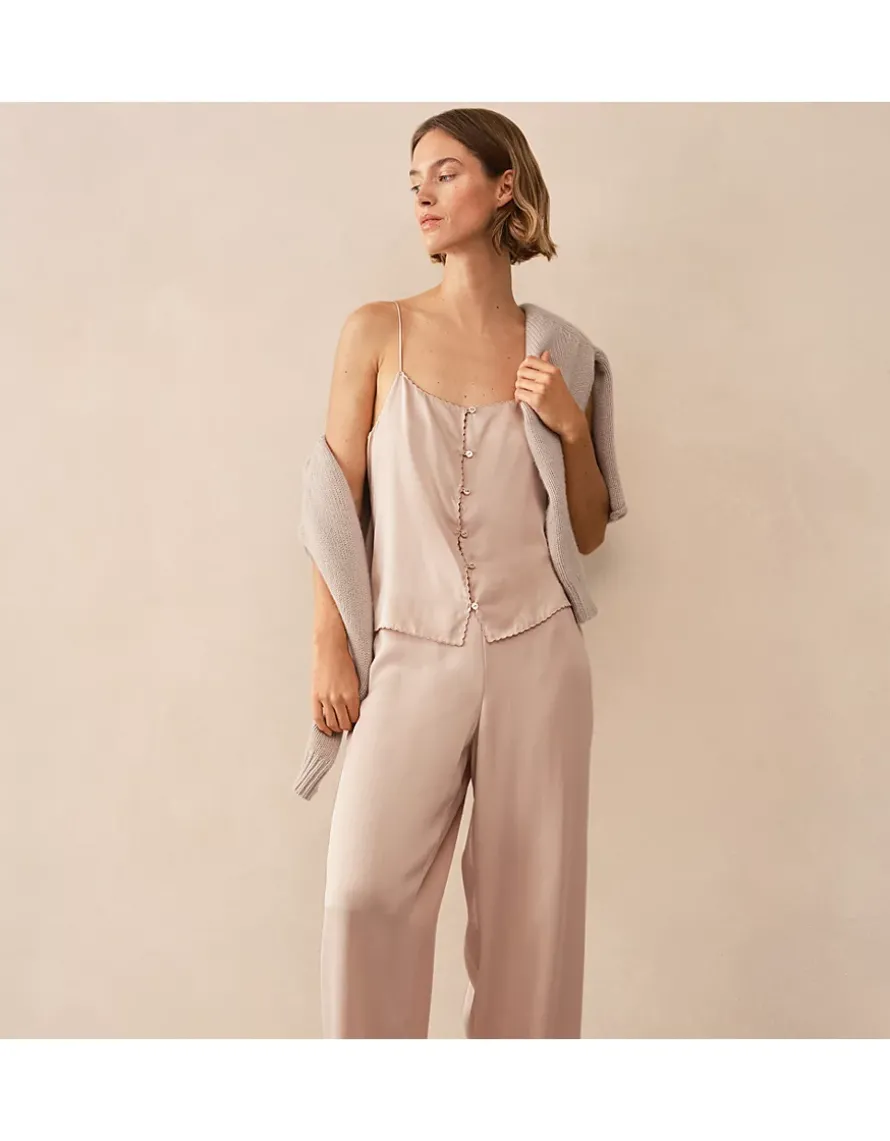 Silk Embroidered Cami Pyjama Set