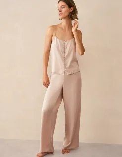 Silk Embroidered Cami Pyjama Set