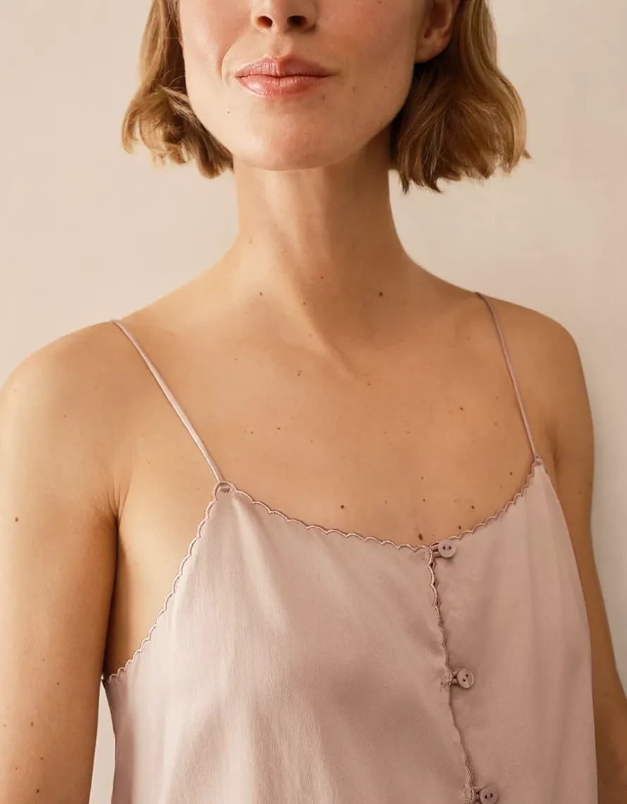 Silk Embroidered Cami Pyjama Set