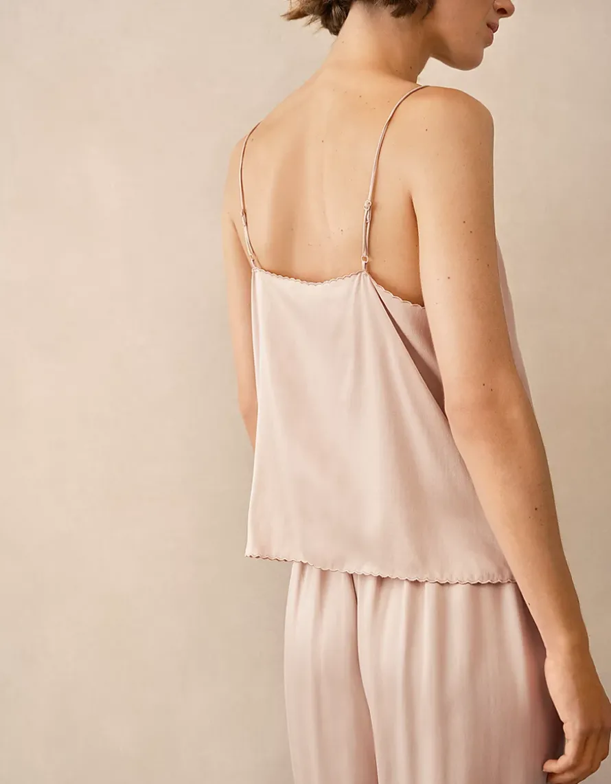 Silk Embroidered Cami Pyjama Set