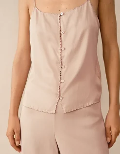 Silk Embroidered Cami Pyjama Set