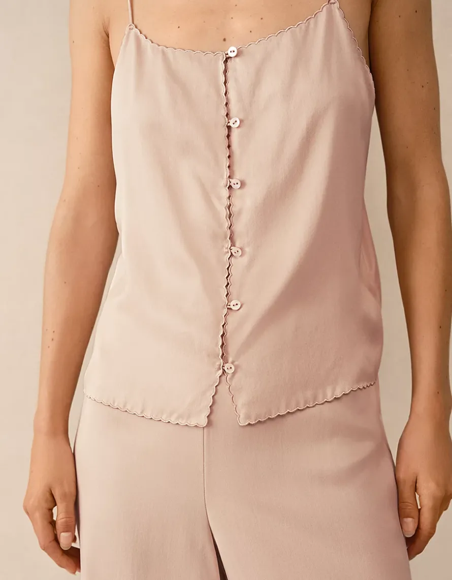 Silk Embroidered Cami Pyjama Set