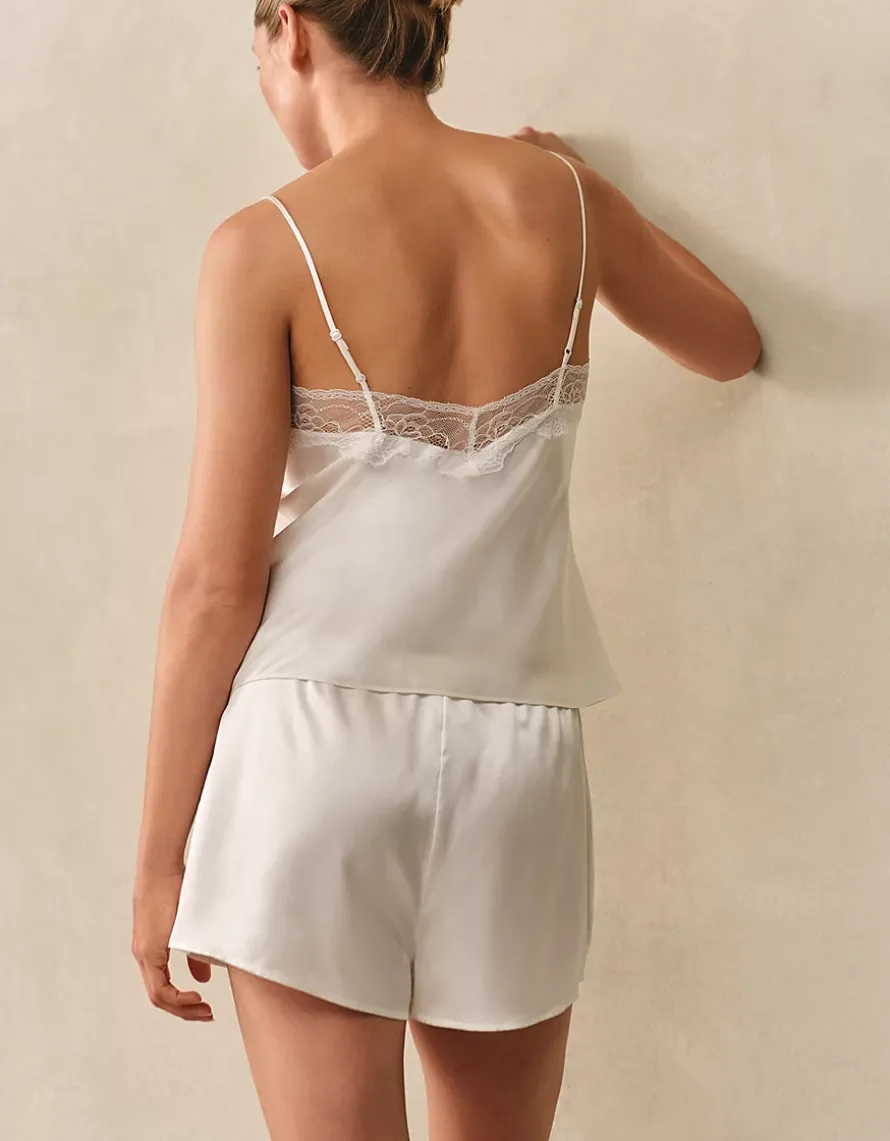 Silk Lace Square Neck Cami Pyjama Set