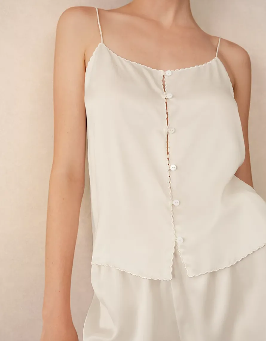 Silk Scalloped Edge Short Pyjama Set