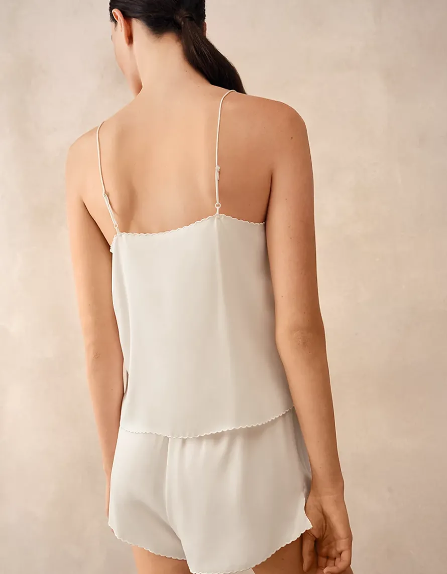 Silk Scalloped Edge Short Pyjama Set