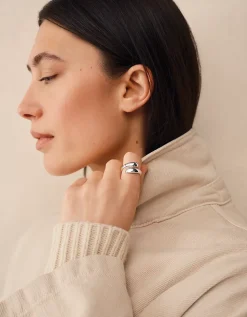 Silver Droplet Detail Ring