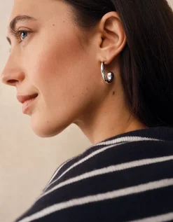 Silver Hoop Interest Earrings