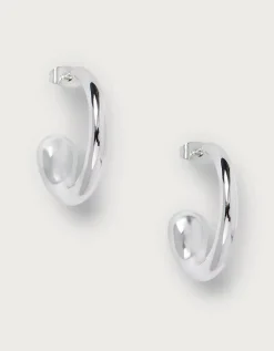 Silver Hoop Interest Earrings