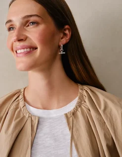 Silver Plated T-Bar Hoop Earrings