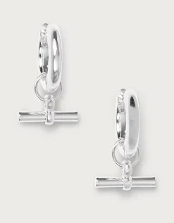 Silver Plated T-Bar Hoop Earrings