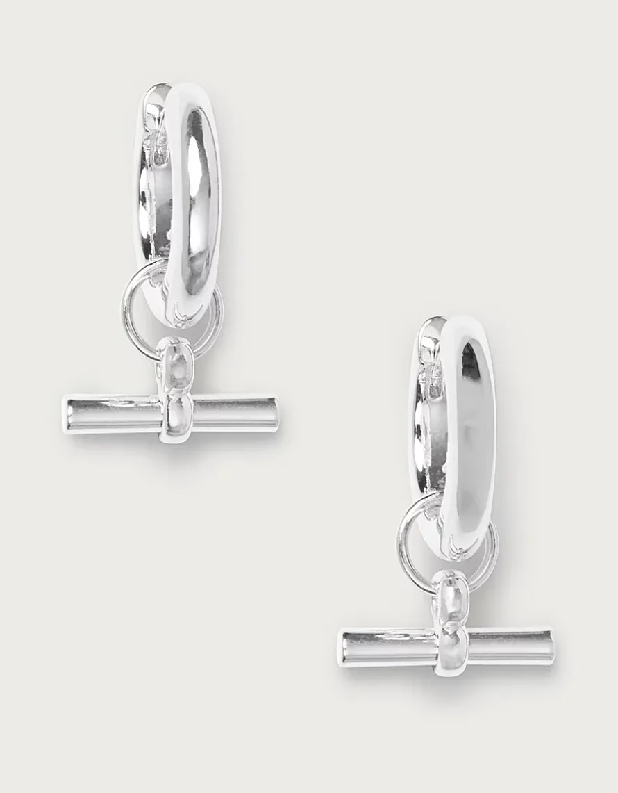 Silver Plated T-Bar Hoop Earrings