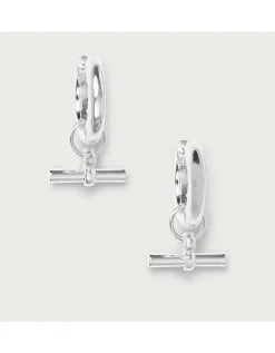 Silver Plated T-Bar Hoop Earrings