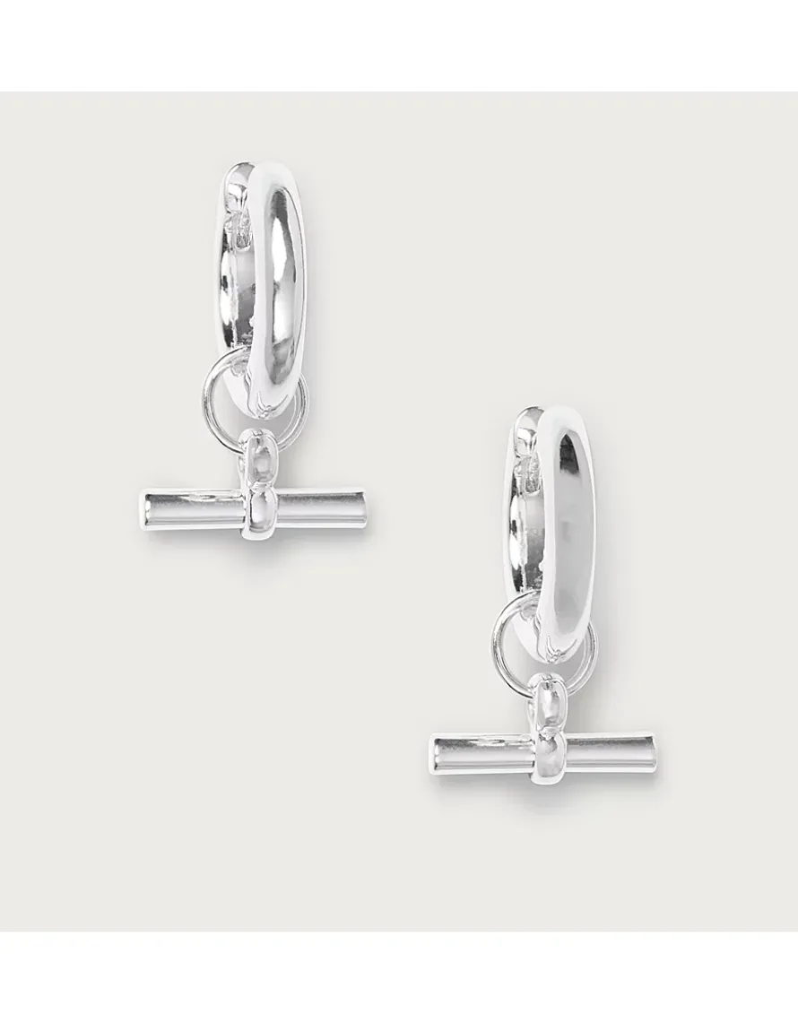 Silver Plated T-Bar Hoop Earrings