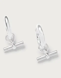 Silver Plated T-Bar Hoop Earrings