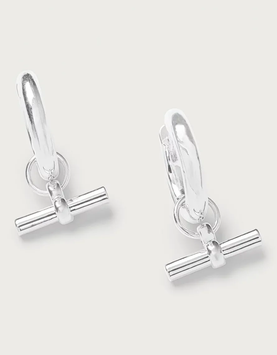 Silver Plated T-Bar Hoop Earrings