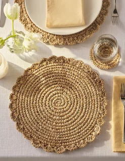 Sisal Round Scalloped Placemats – Set of 2