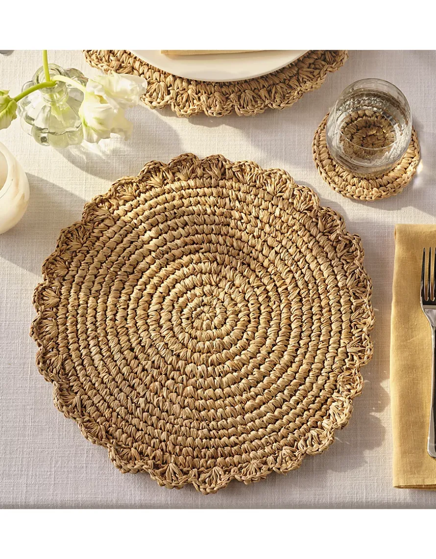Sisal Round Scalloped Placemats – Set of 2