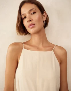Square Neck Dress with Pleated Skirt