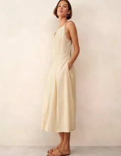 Square Neck Dress with Pleated Skirt