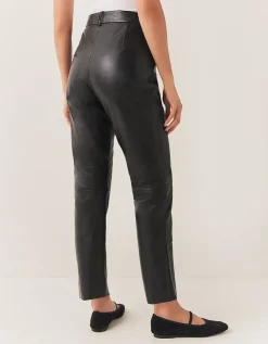 Straight Leg Leather Trousers