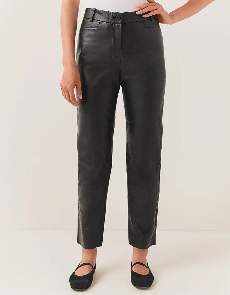 Straight Leg Leather Trousers