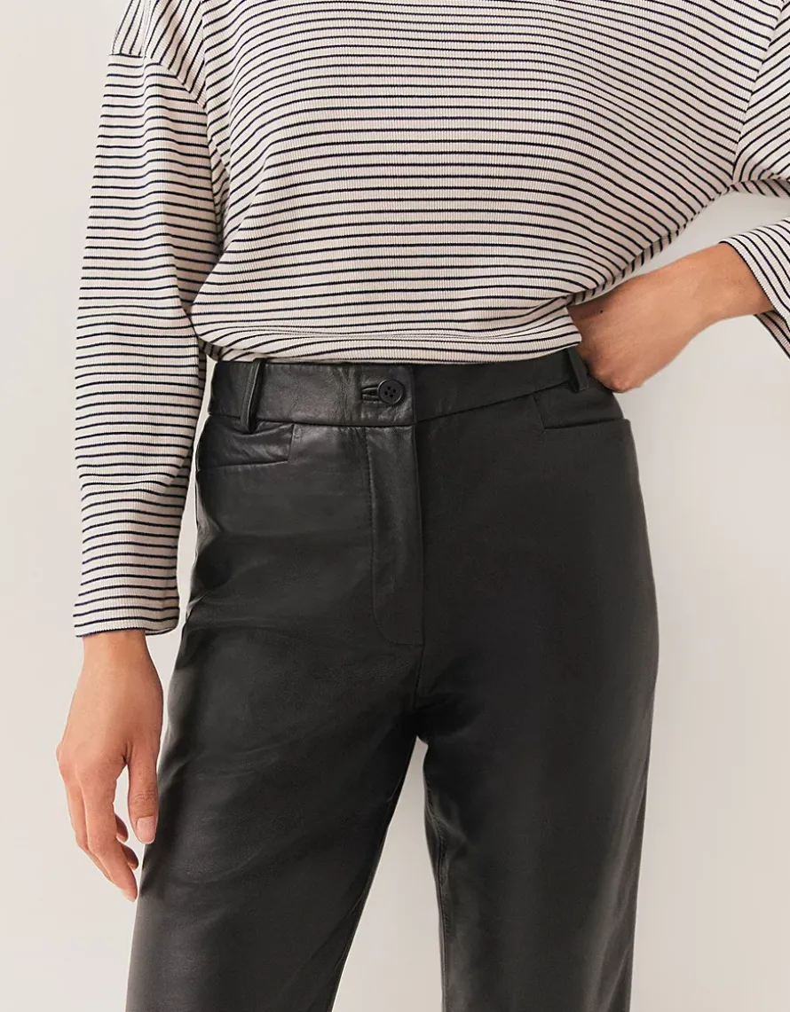 Straight Leg Leather Trousers