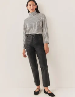 Straight Leg Leather Trousers