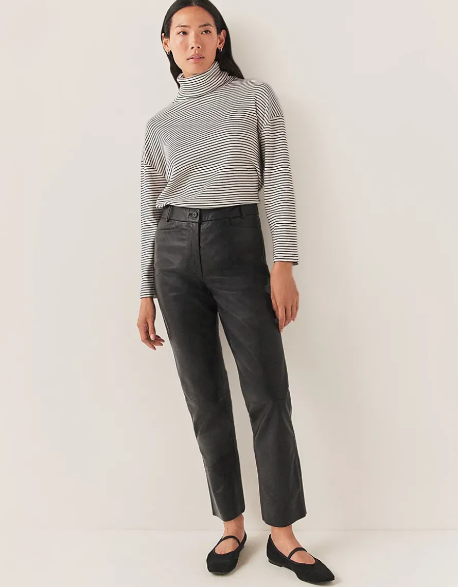 Straight Leg Leather Trousers