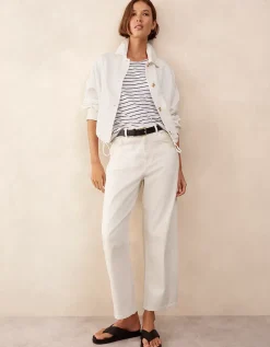 Stripe Button Back Jersey Linen Top