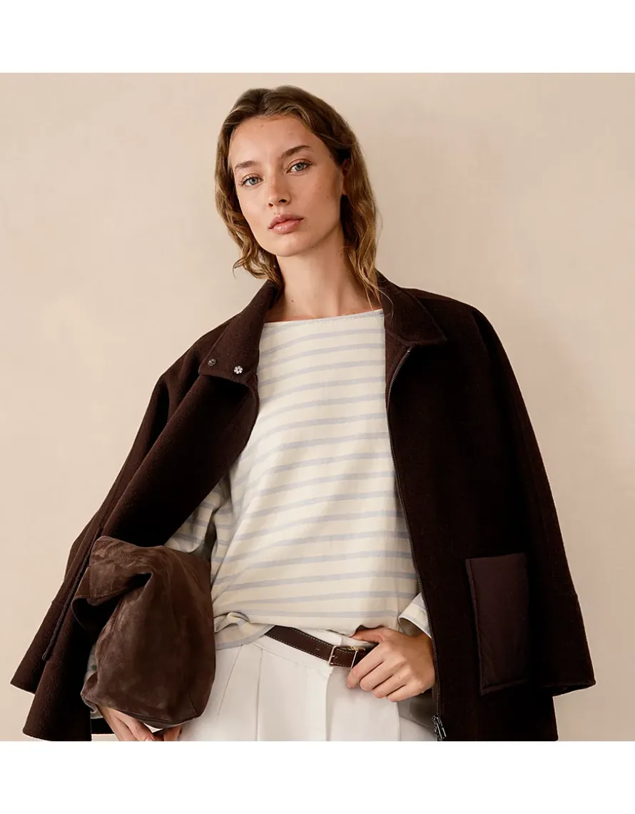 Stripe Slash Neck Stripe Top